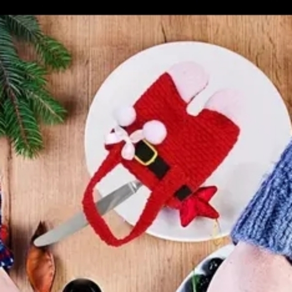 Eight (8)!!  Christmas Cutlery Holders, Ornaments. 4 Santa Pants, 4 Suits, NEW - Picture 8 of 12